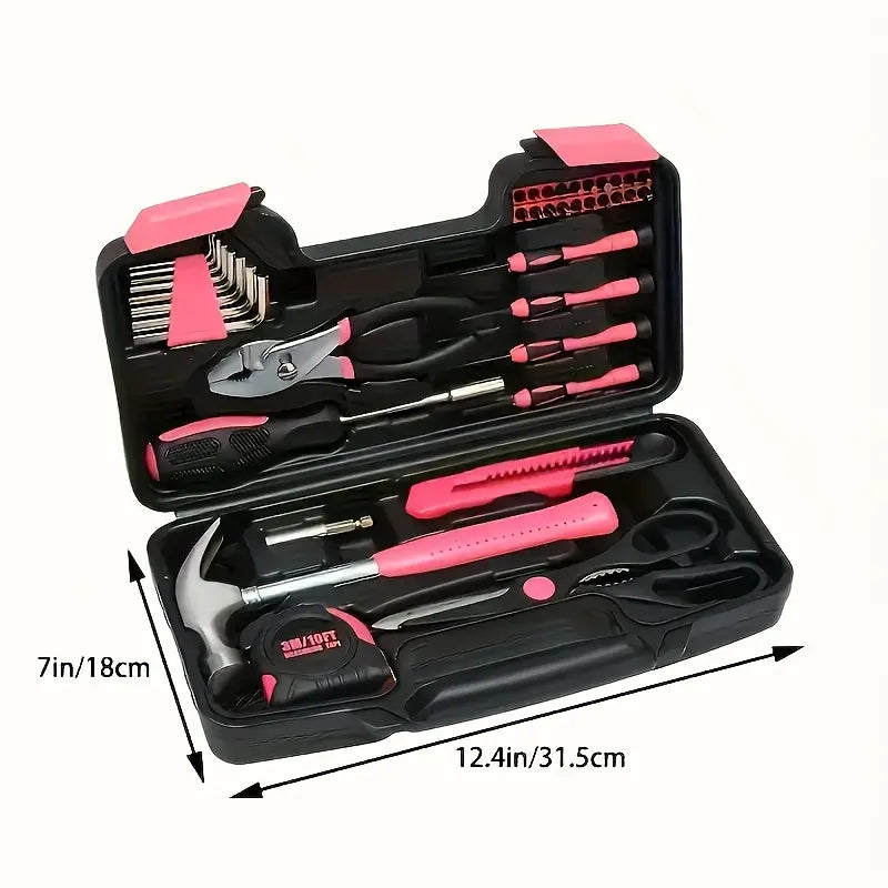 39/24-Piece Pink Home Tool Set 🛠️