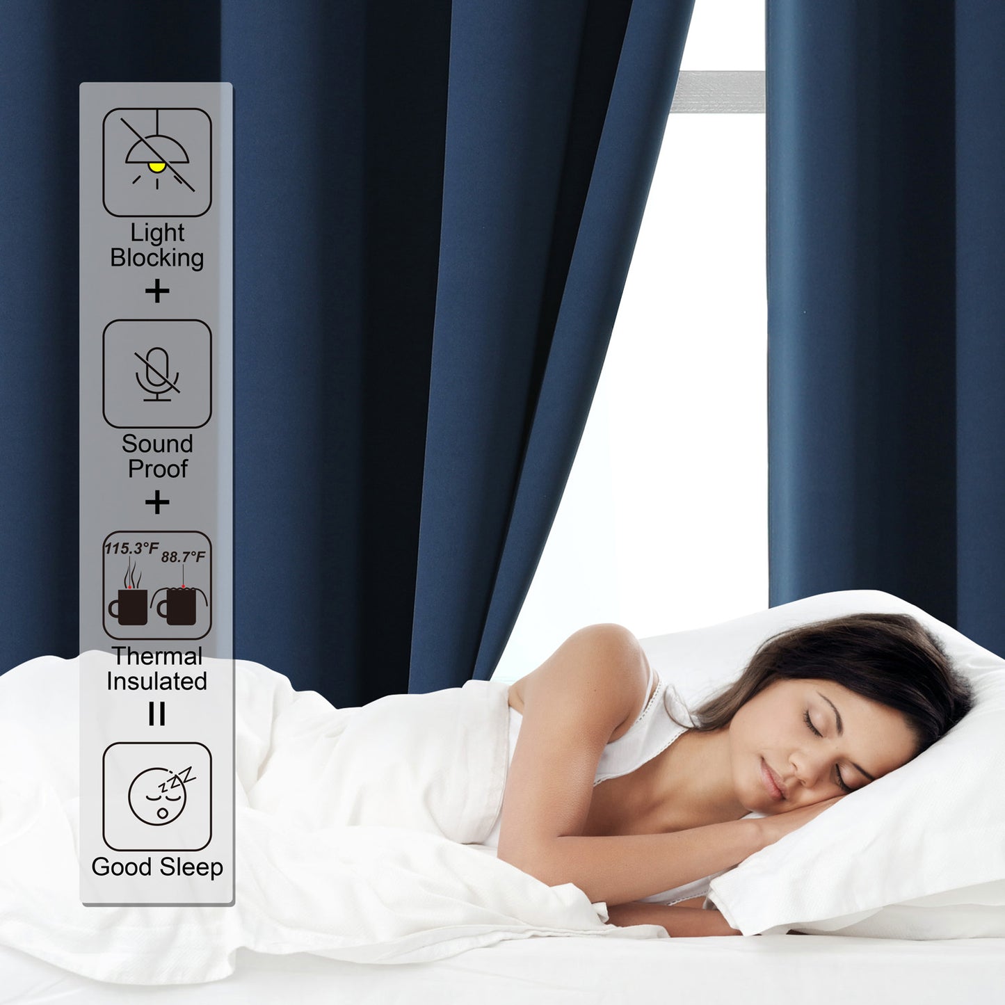 Polyester Blackout Curtain 100% Ready Made One Piece, Light Blocking & Energy Saving for Bedroom & Living Room