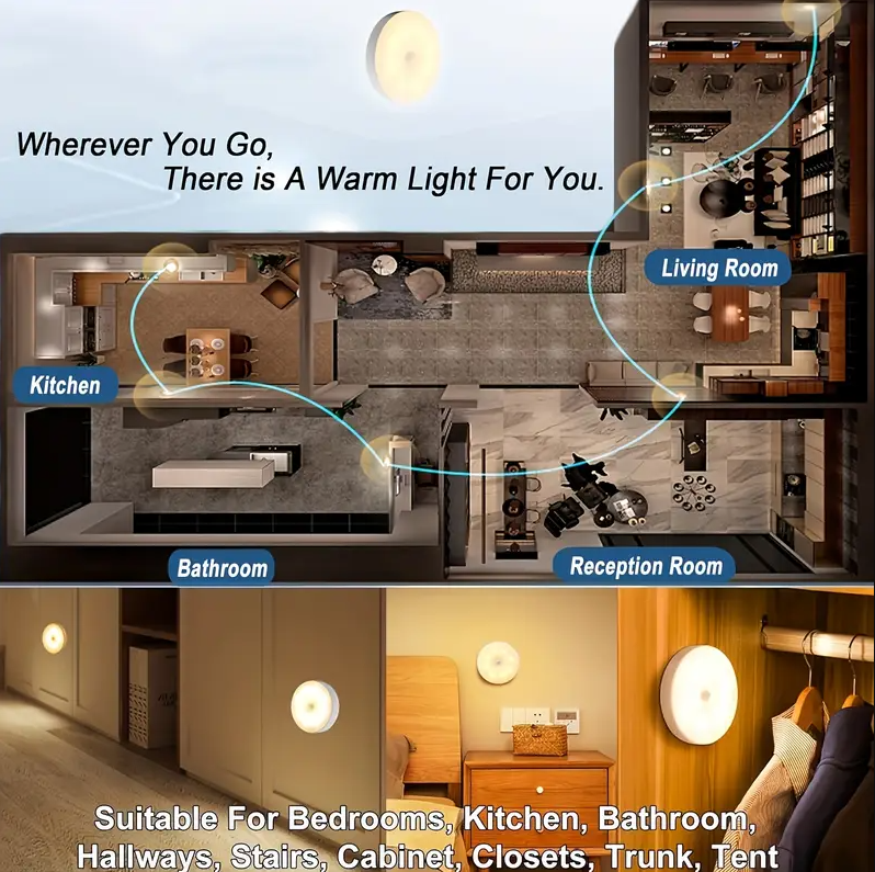 Wireless LED Motion Sensor Night Light Stick Anywhere | Corridor, Wardrobe, Staircase, Bedroom