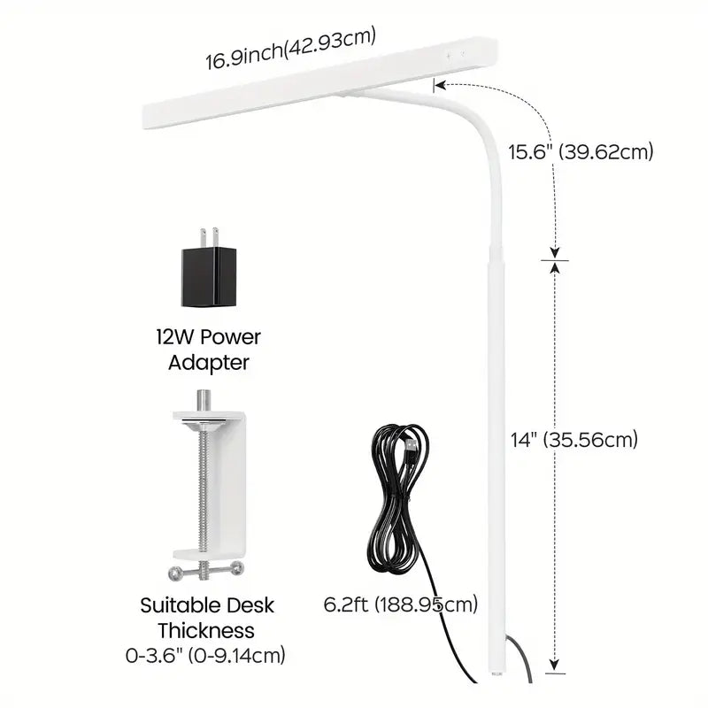 Adjustable LED Desk Lamp with Clamp & 3 Light Modes 💡