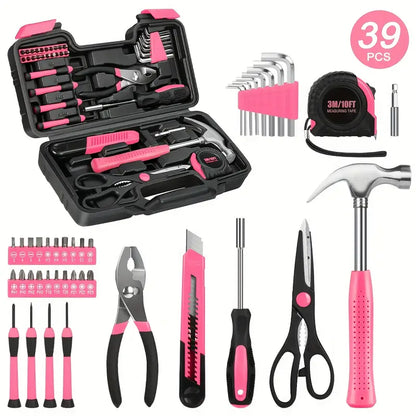 39/24-Piece Pink Home Tool Set 🛠️