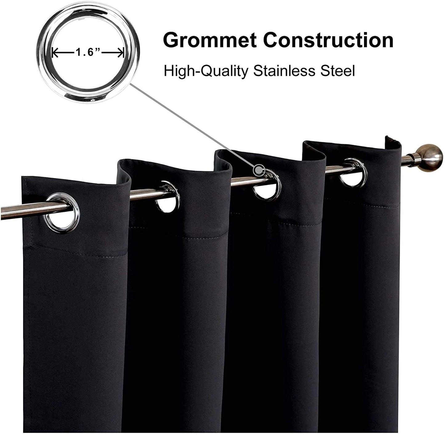 Polyester Blackout Curtain 100% Ready Made One Piece, Light Blocking & Energy Saving for Bedroom & Living Room