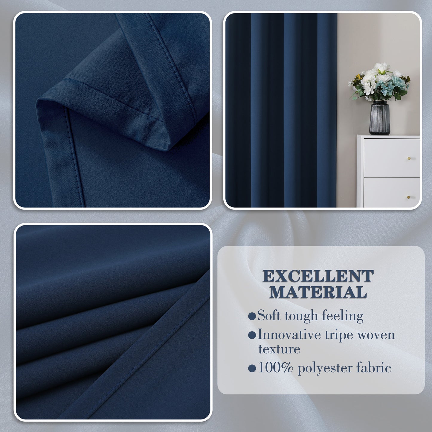 Polyester Blackout Curtain 100% Ready Made One Piece, Light Blocking & Energy Saving for Bedroom & Living Room