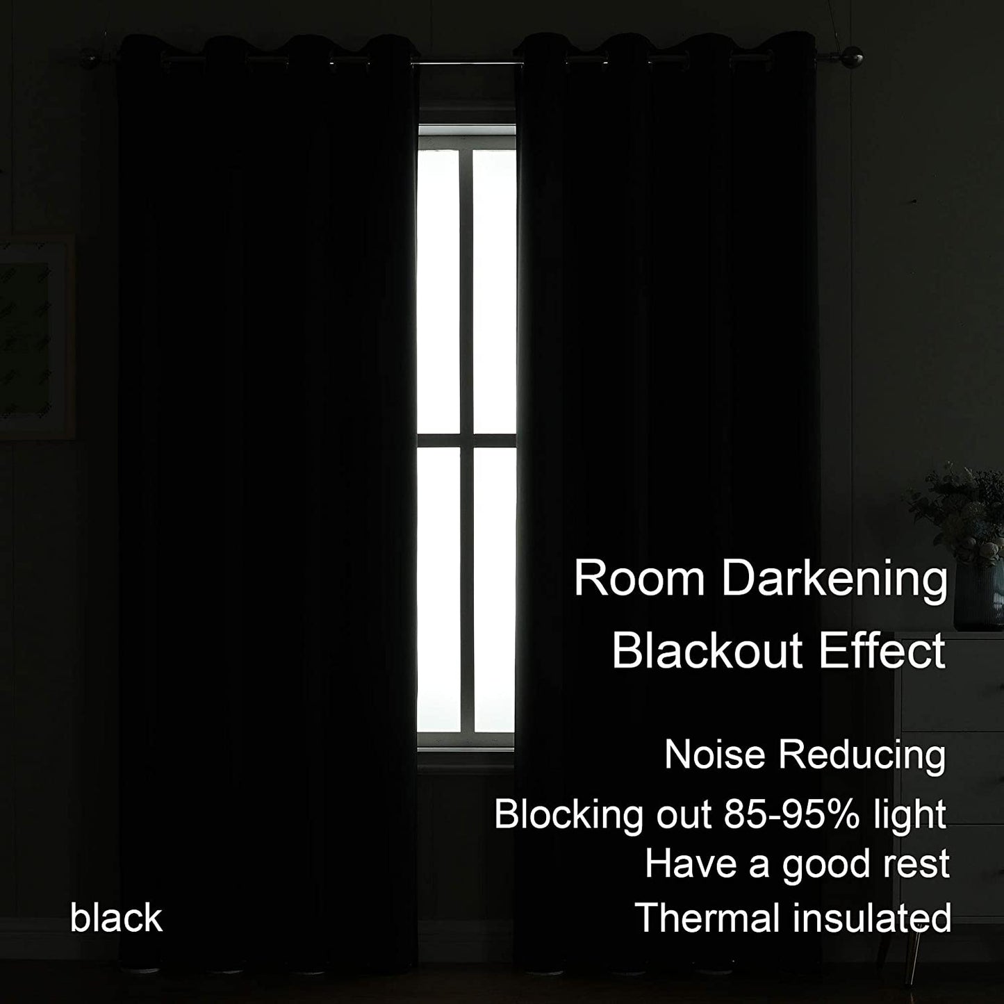 Polyester Blackout Curtain 100% Ready Made One Piece, Light Blocking & Energy Saving for Bedroom & Living Room