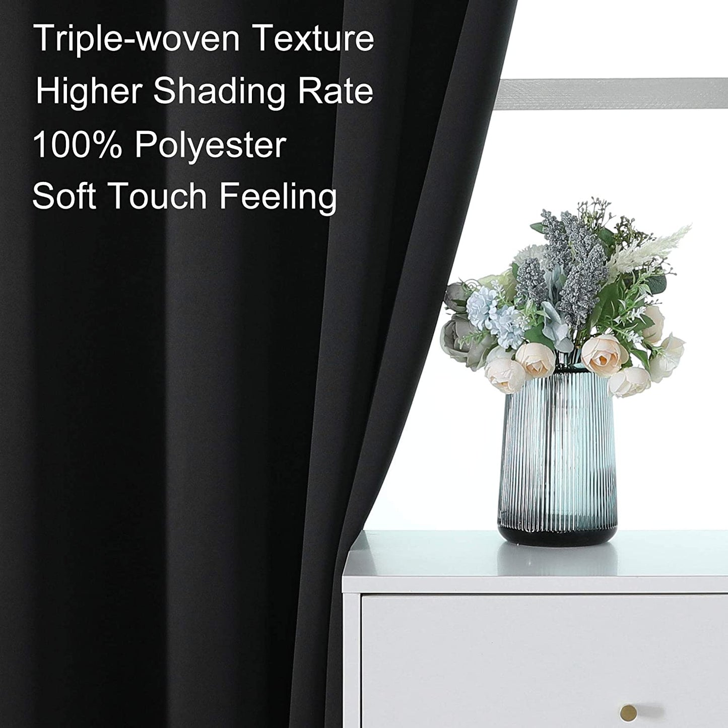 Polyester Blackout Curtain 100% Ready Made One Piece, Light Blocking & Energy Saving for Bedroom & Living Room