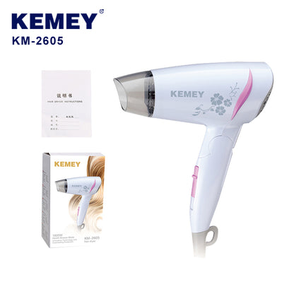 Kemei KM-2605 Foldable 3-Gear Hair Dryer, 1400W, Portable