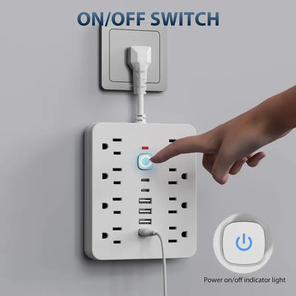 14 in 1 Surge Protector Power Strip with USB & Type C Ports